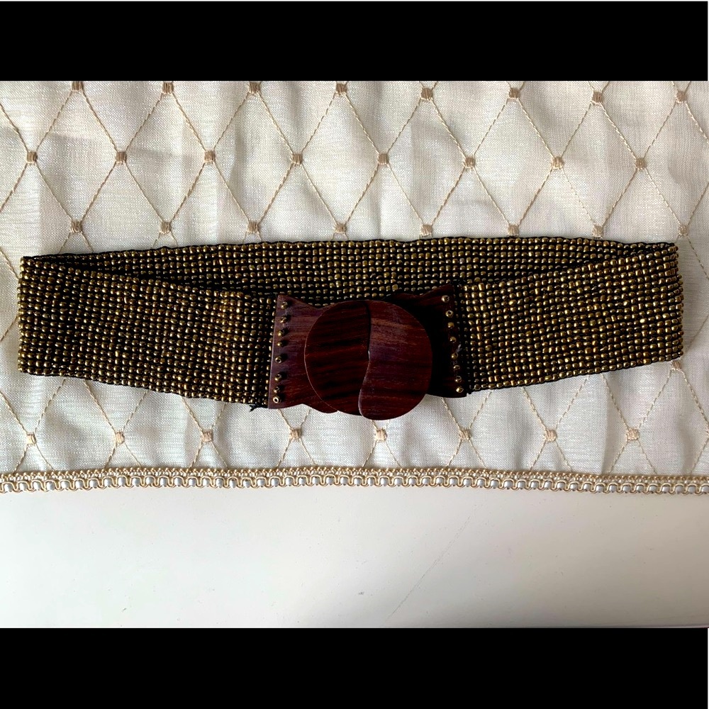 Anthropologie Boho Wide Stretch Beaded Waist Belt